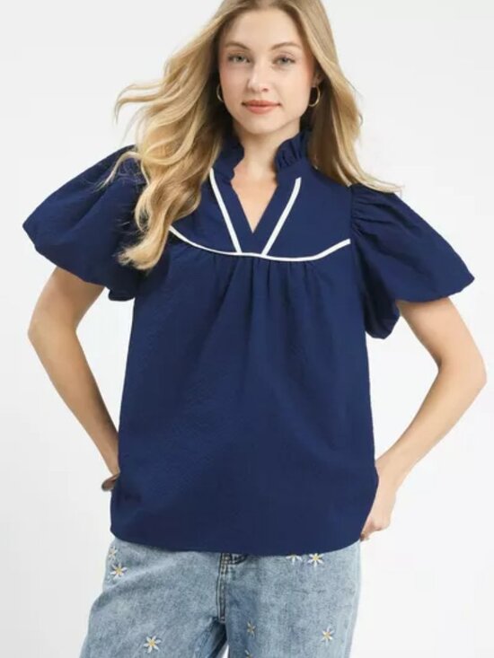 Umgee Tops - Umgee‎ Textured Puff Sleeve Blouse